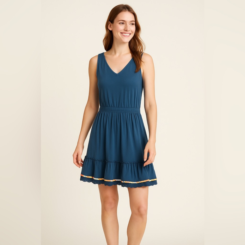 Matilda Jane Blue Ruffle Hem Dress Small Brilliant daydream Swing Time